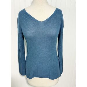Hippie Rose Women's Long Sleeves Knit Sweater Criss Cross Back Blue Size‎ Large